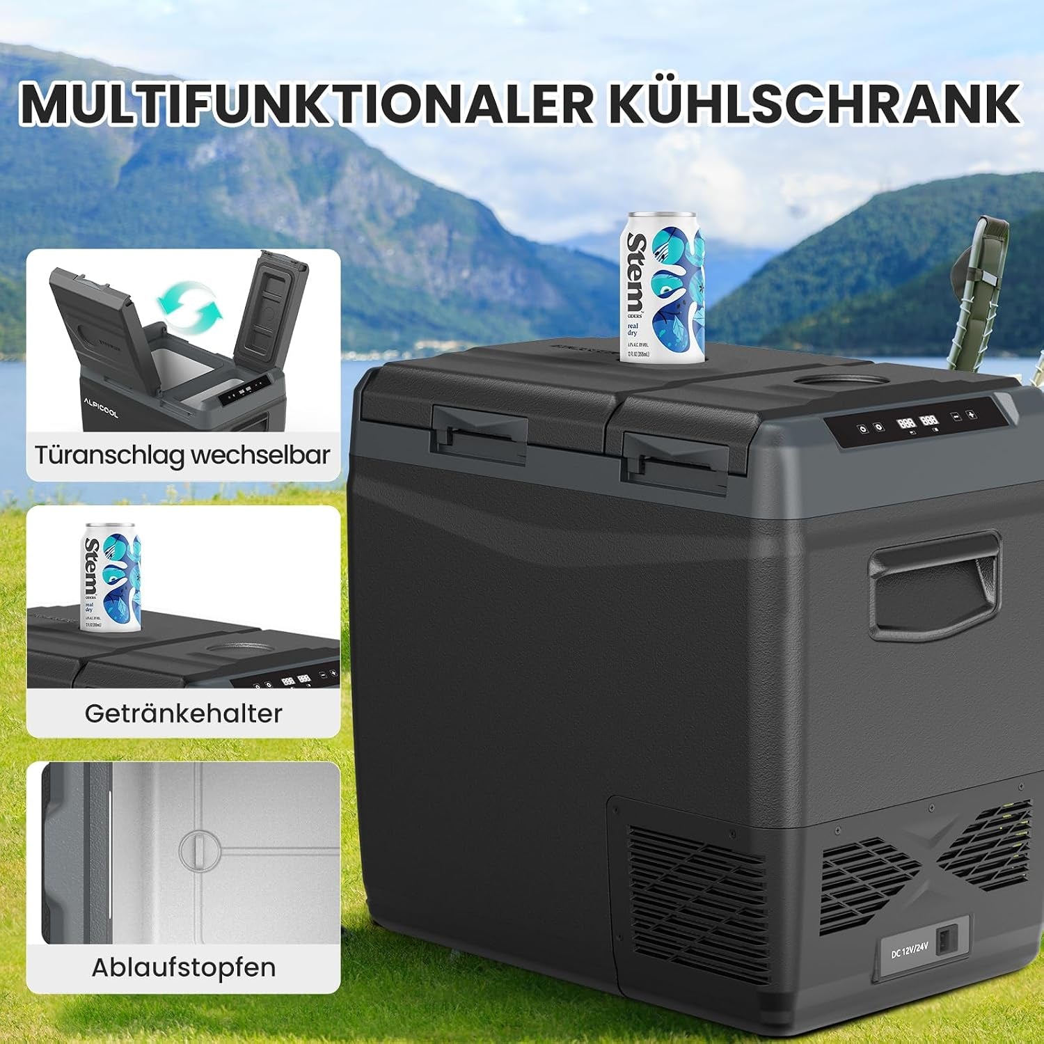 Alpicool 47L KLS58 Kompressor Kühlbox Dual Zone Mit App-Steuerung, 2026 NEU Kühlbox 12V 230V Kompressor, Auto Kühlschrank Für Camping, Fahrten, LKW, Reisemobil, -20℃-20℃, Mit Eiswürfelform, Schwarz