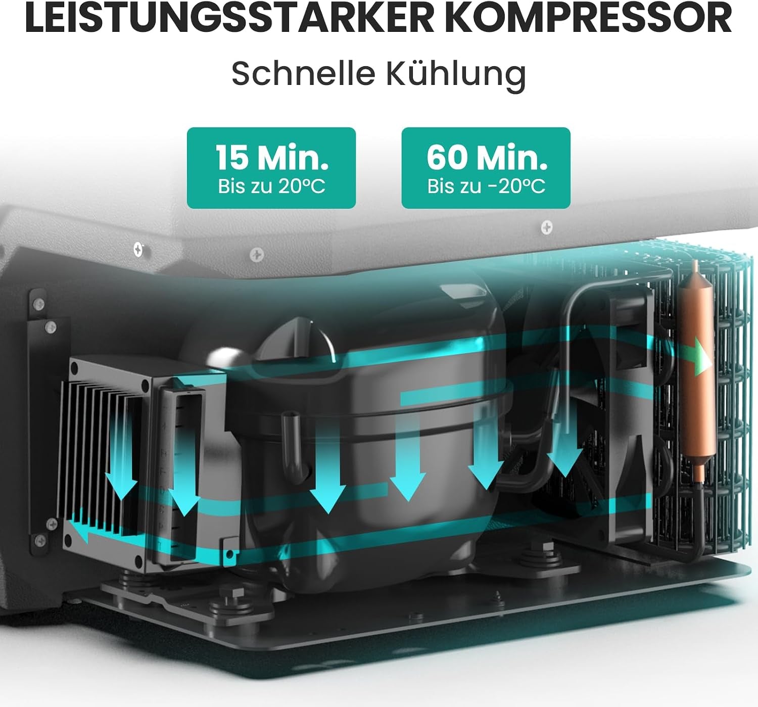 Alpicool 47L KLS58 Kompressor Kühlbox Dual Zone Mit App-Steuerung, 2026 NEU Kühlbox 12V 230V Kompressor, Auto Kühlschrank Für Camping, Fahrten, LKW, Reisemobil, -20℃-20℃, Mit Eiswürfelform, Schwarz