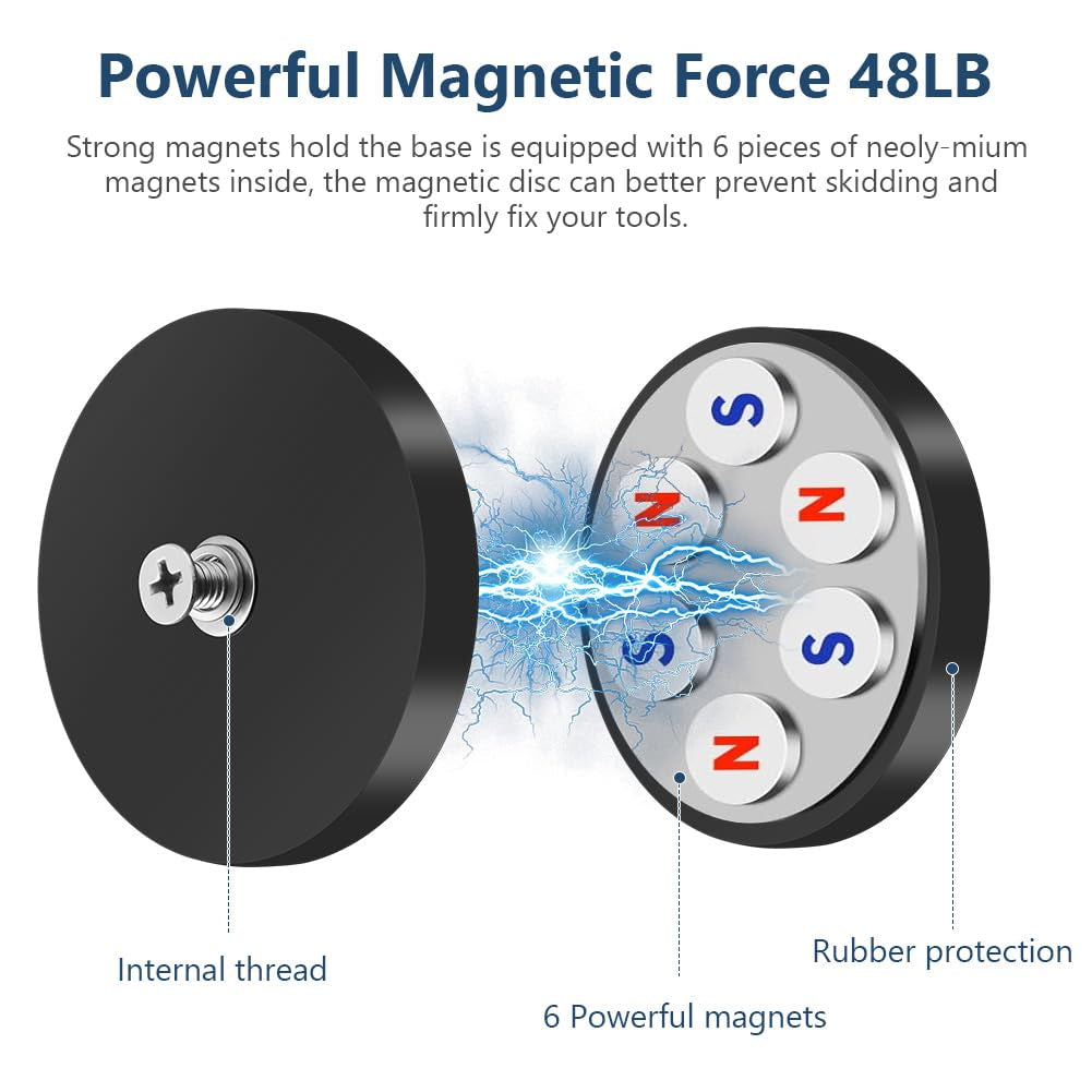 2 Stück Neodym Magnete Gummiert, Ø66Mm Magnetischer Montagesockel, Für Fahrzeuge, Lampen, Befestigen Von Werkzeugen Schrauben Öse Oder Haken, Seltenerdmagnete Ladungssicherung