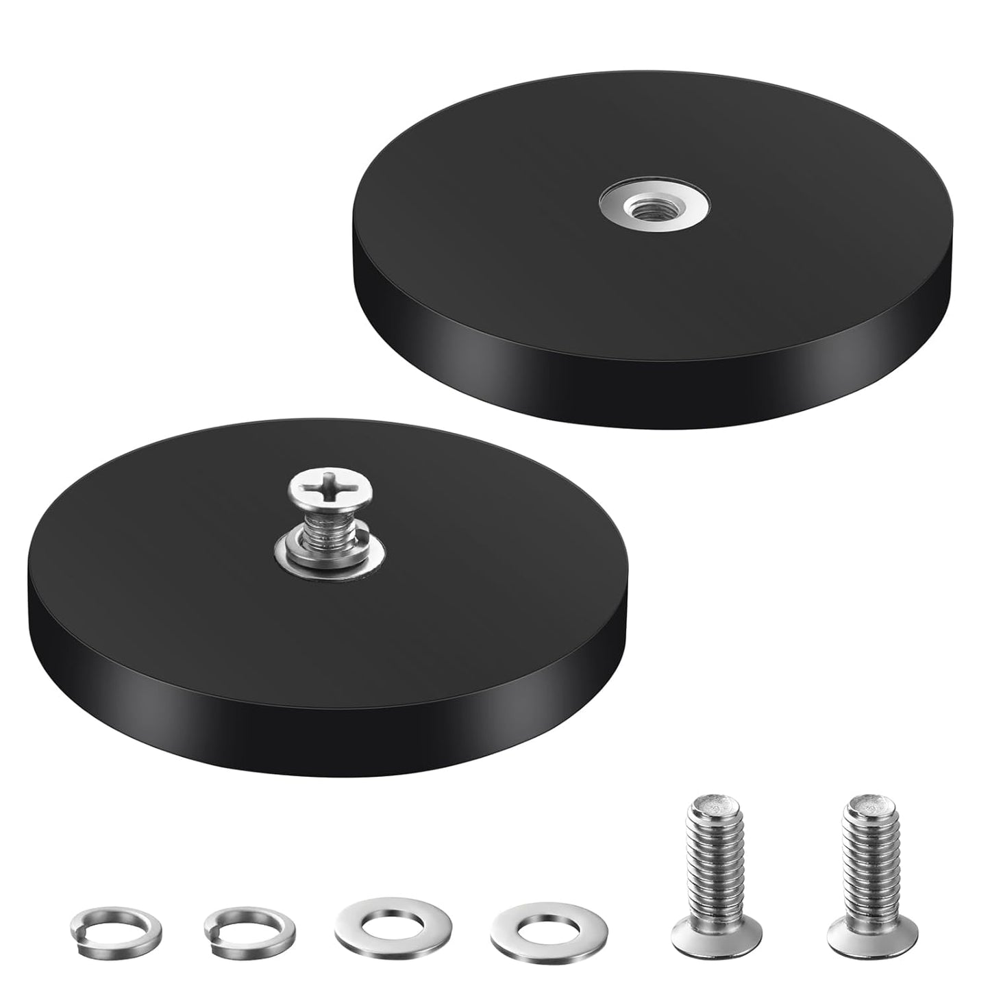 2 Stück Neodym Magnete Gummiert, Ø66Mm Magnetischer Montagesockel, Für Fahrzeuge, Lampen, Befestigen Von Werkzeugen Schrauben Öse Oder Haken, Seltenerdmagnete Ladungssicherung