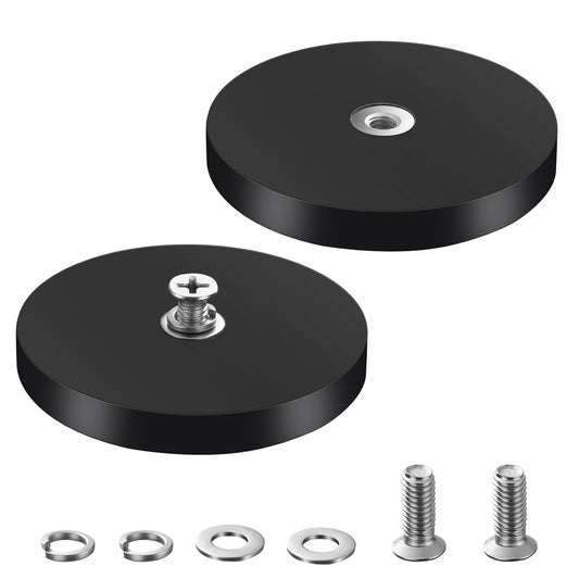 2 Stück Neodym Magnete Gummiert, Ø66Mm Magnetischer Montagesockel, Für Fahrzeuge, Lampen, Befestigen Von Werkzeugen Schrauben Öse Oder Haken, Seltenerdmagnete Ladungssicherung