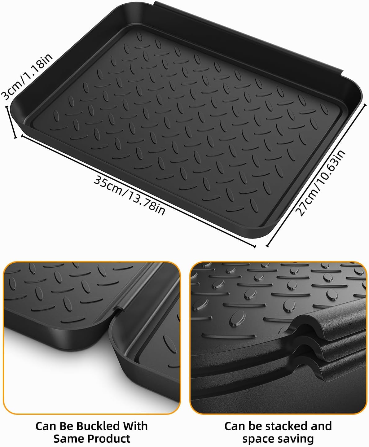 Schuhabtropfschale Schuhmatte Ablage, 3 Stück Schuhwanne Aus Kunststoff, Schuhablage 35X27X3Cm Mit Erhöhtem Rand, Schuhmatte Schuhwanne Kunststoff Für Schuhe Regen Herbst Winter