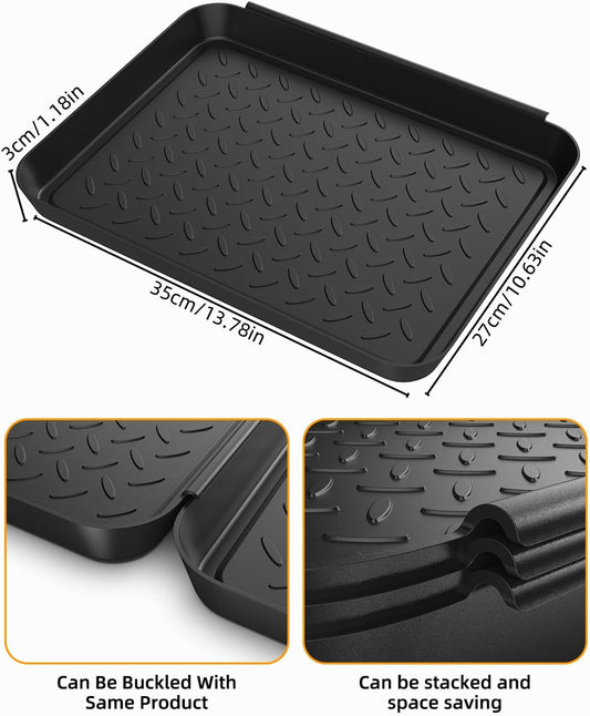 Schuhabtropfschale Schuhmatte Ablage, 3 Stück Schuhwanne Aus Kunststoff, Schuhablage 35X27X3Cm Mit Erhöhtem Rand, Schuhmatte Schuhwanne Kunststoff Für Schuhe Regen Herbst Winter